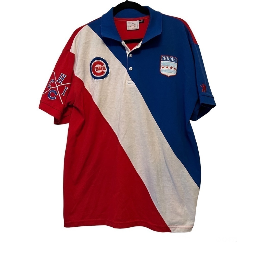 MLB Vintage Chicago Cubs Blue Red & White Polo Shirt